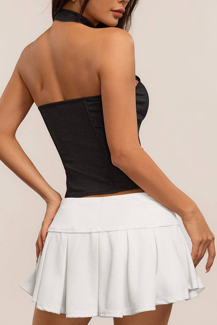 Buttoned Halter Corset Top