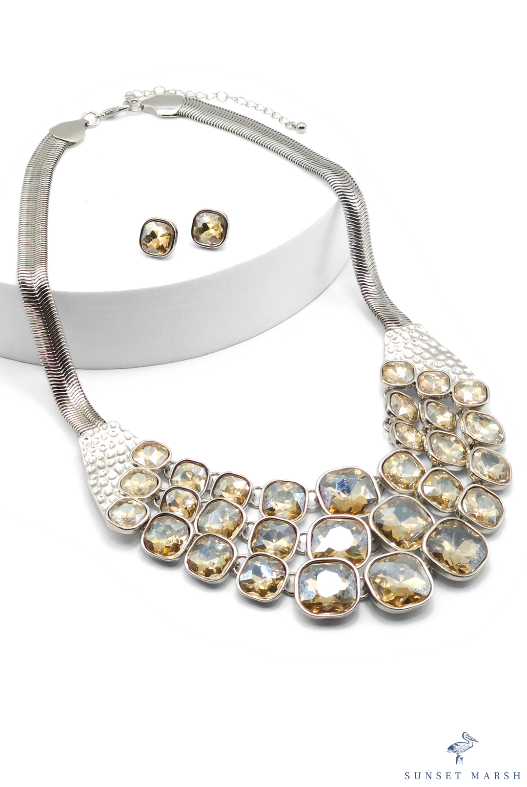 Glimmer Cascade - Champagne Necklace Set