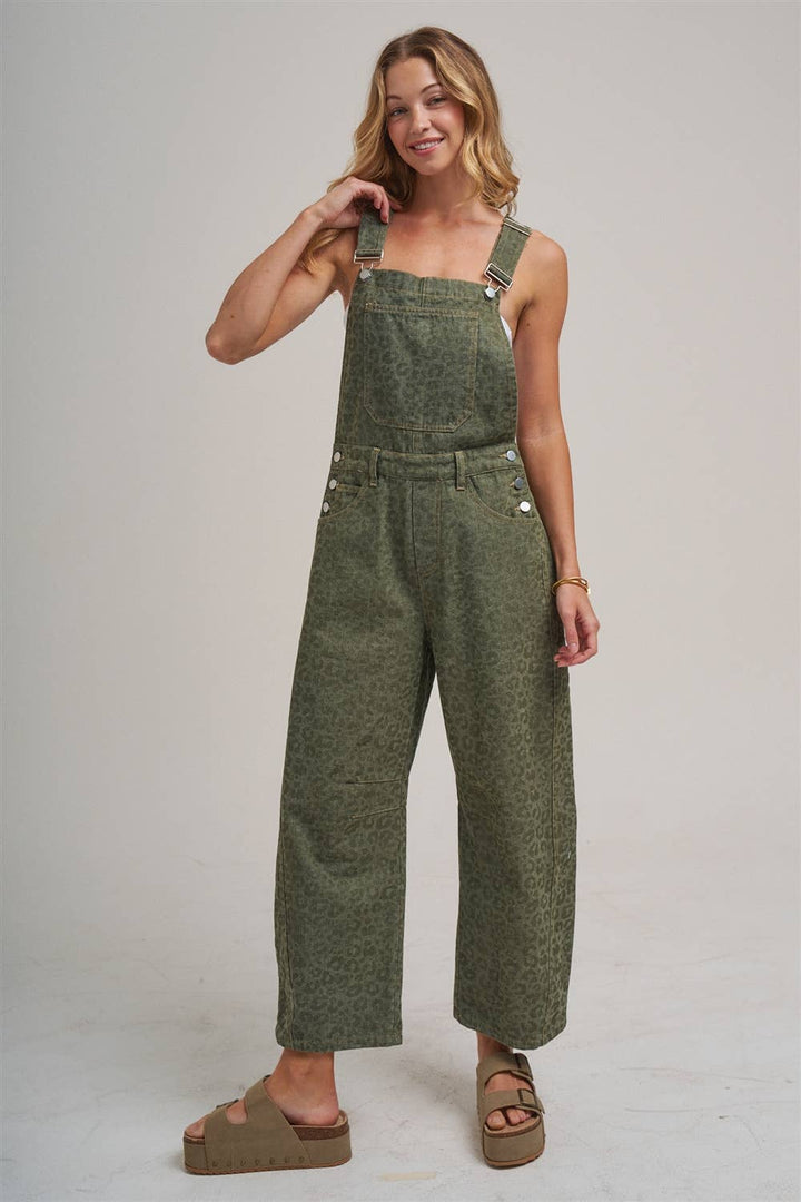 VINTAGE LEOPARD OVERALL JUMPSUIT WITH BARREL LEG SILHOUETTE
