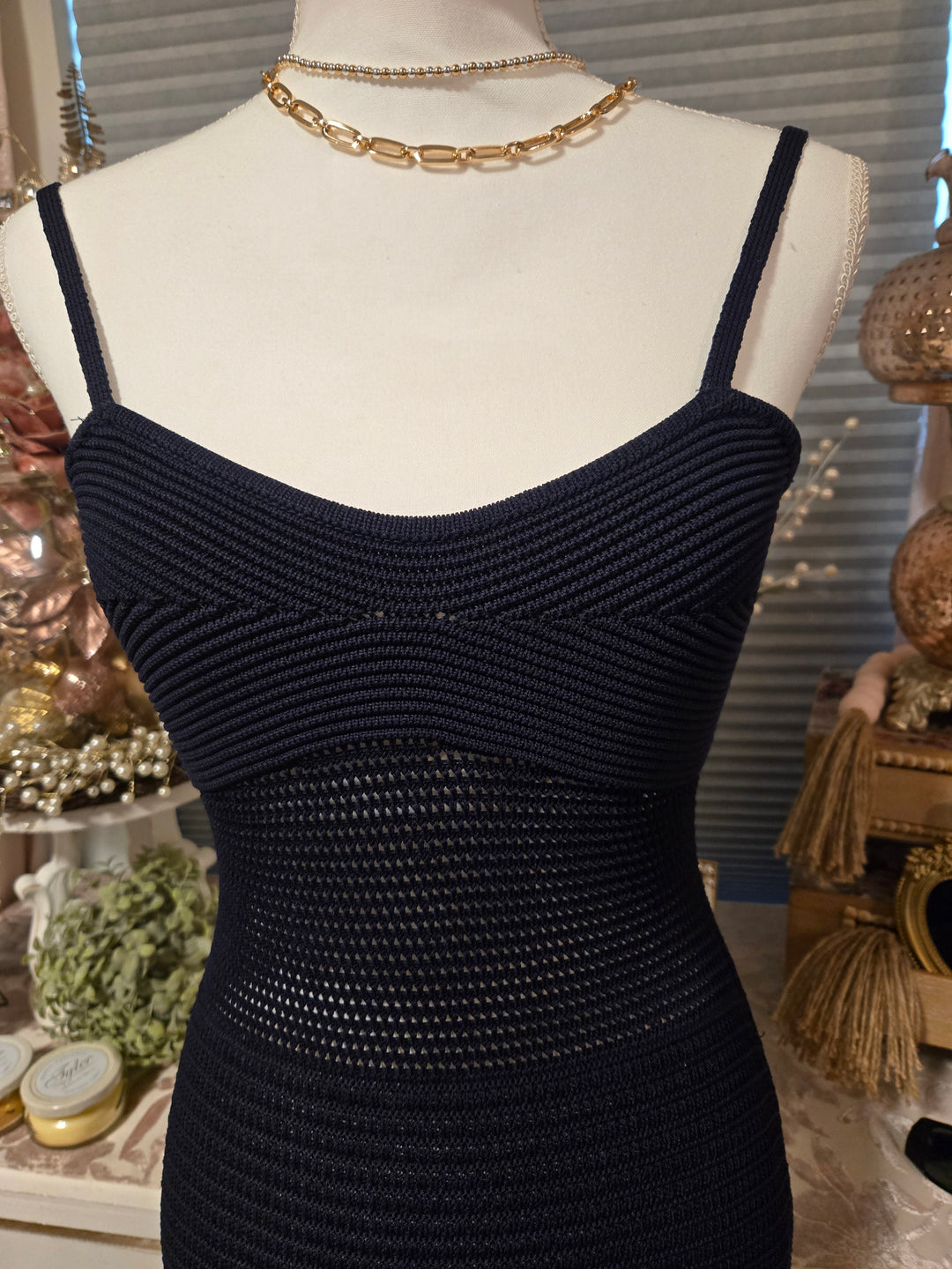 Navy blue knitted dress