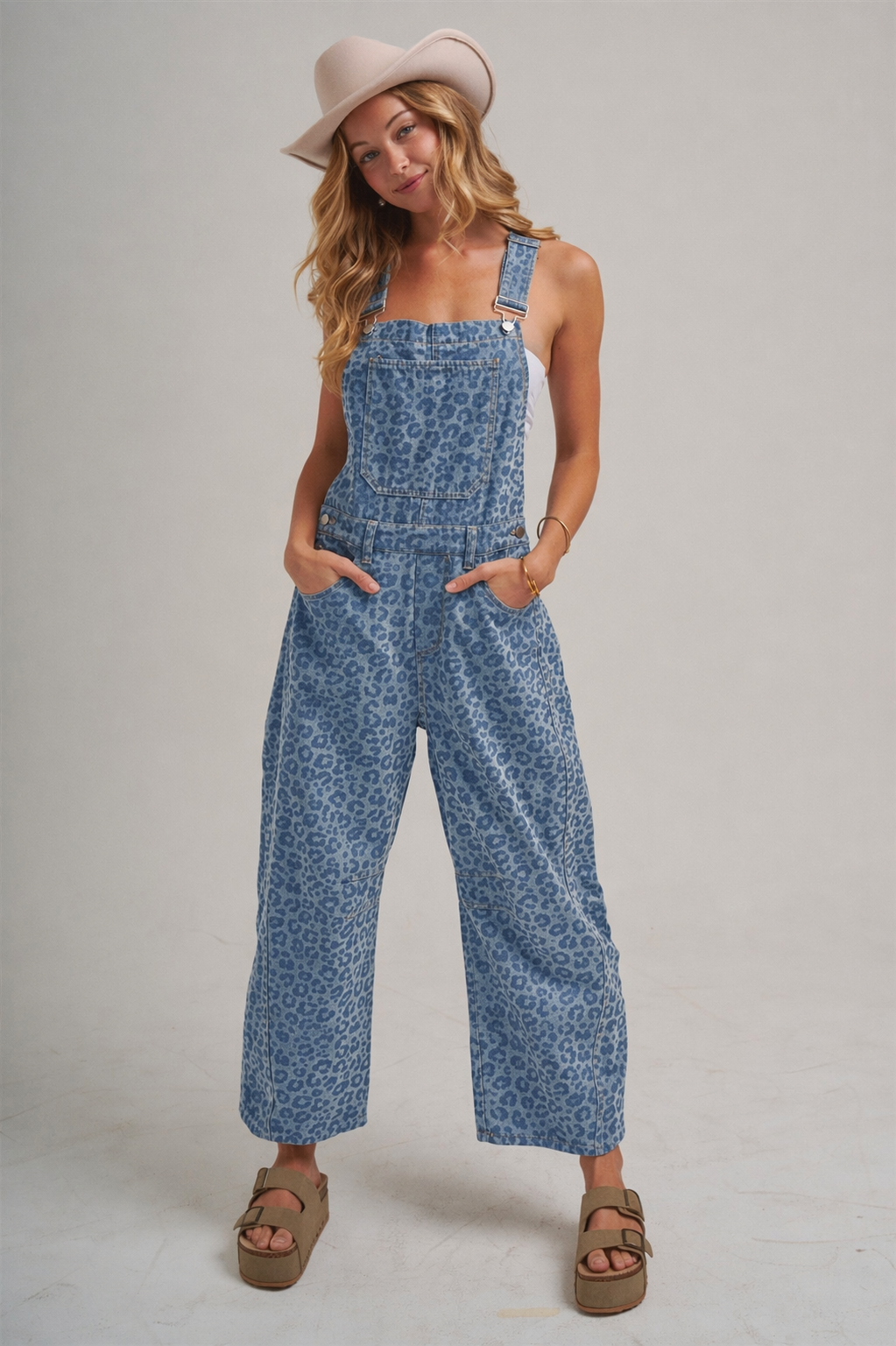 VINTAGE LEOPARD OVERALL JUMPSUIT WITH BARREL LEG SILHOUETTE