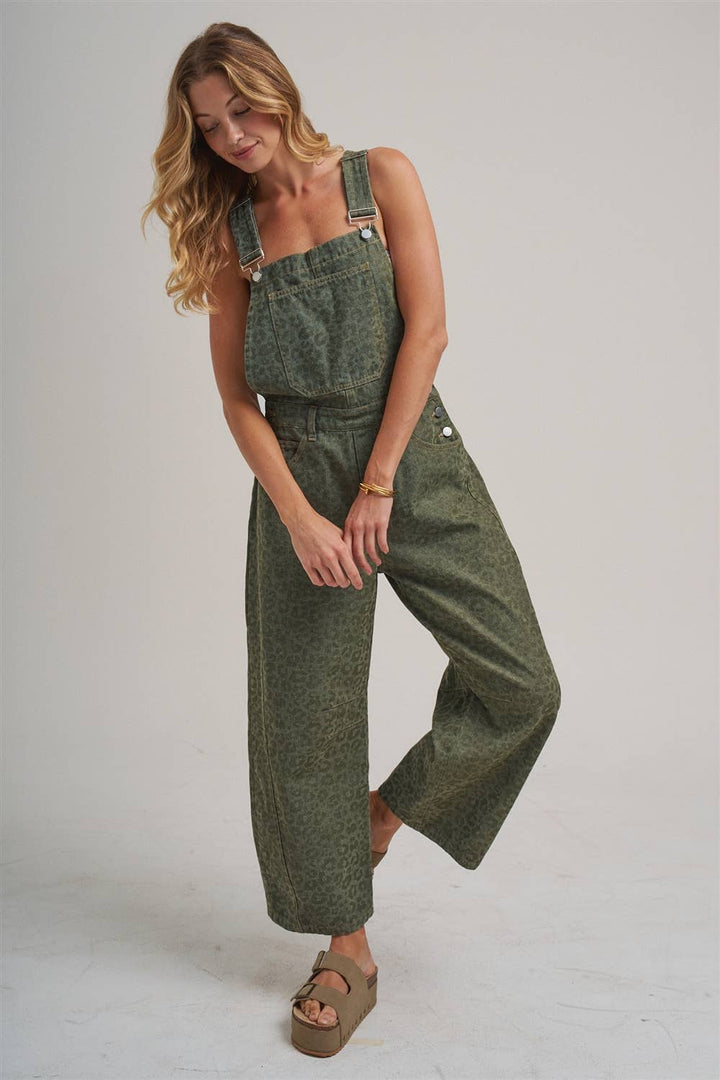 VINTAGE LEOPARD OVERALL JUMPSUIT WITH BARREL LEG SILHOUETTE