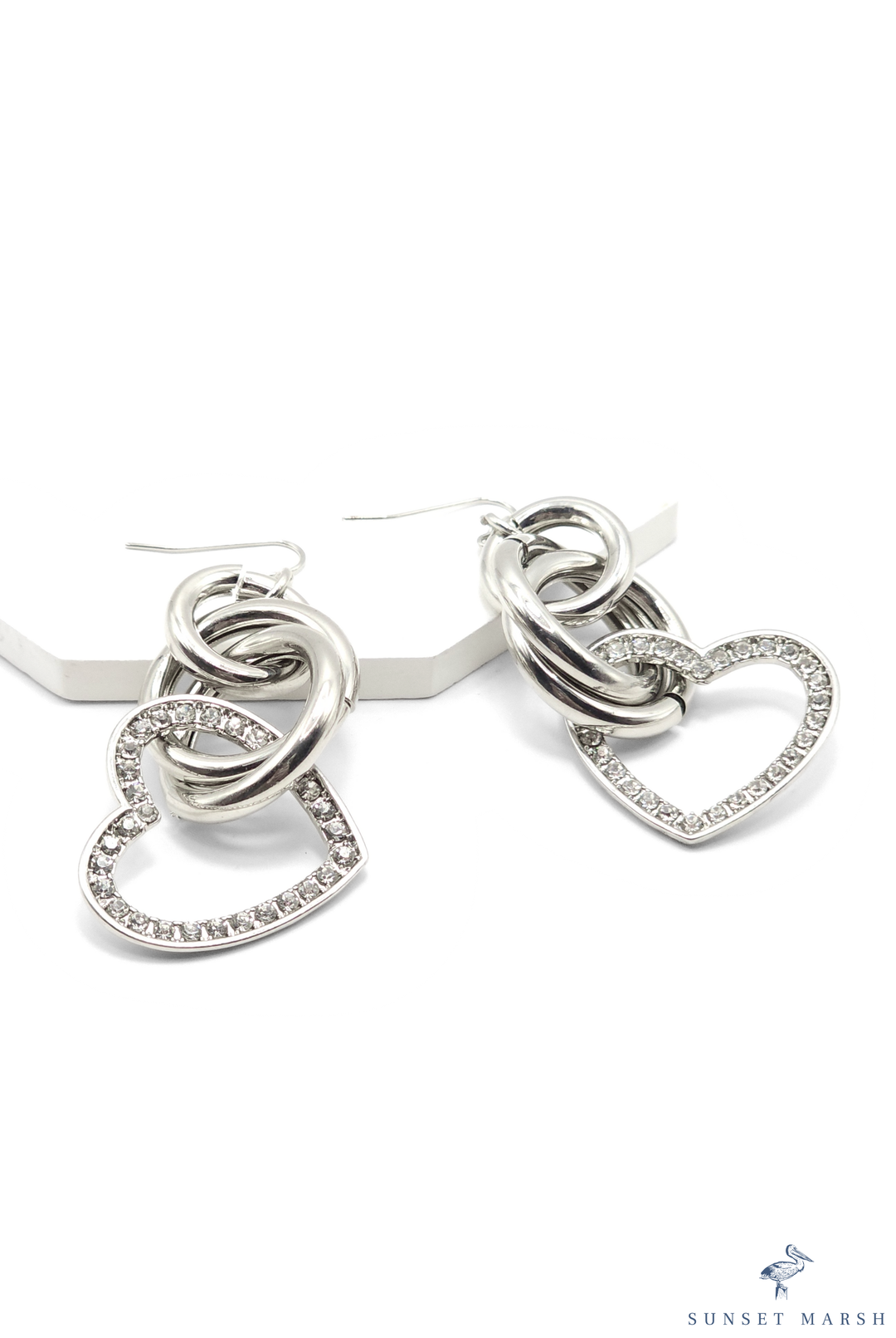 Paved Passion - White Earrings