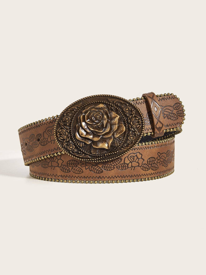 Western Rose Buckle Belt
