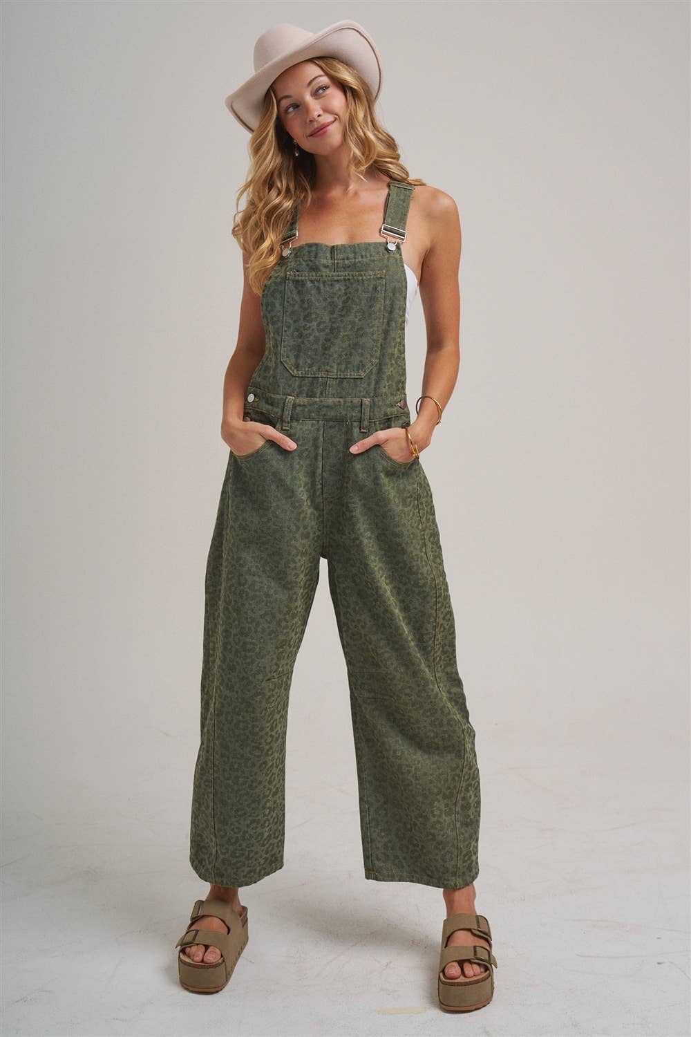 VINTAGE LEOPARD OVERALL JUMPSUIT WITH BARREL LEG SILHOUETTE