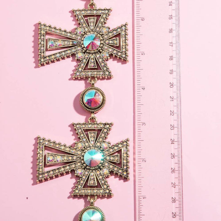 Pave Crystal Cross Chain Belt
