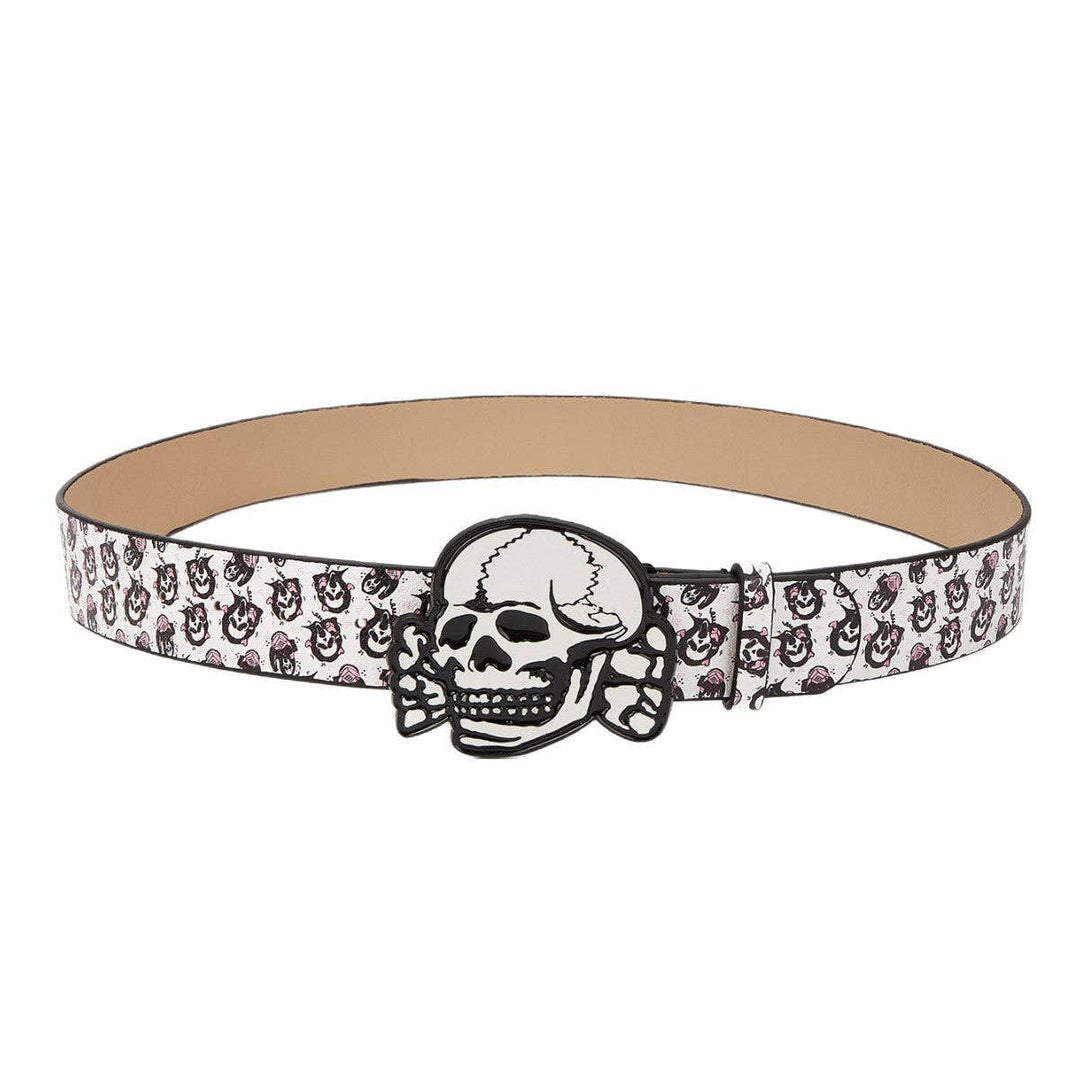 Punk Skull Beaded Belt Casual PU Waistband