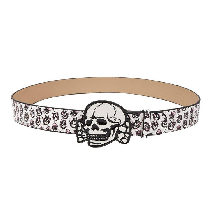 Punk Skull Beaded Belt Casual PU Waistband