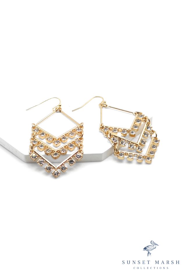 Shimmering Chevron - Gold Earrings