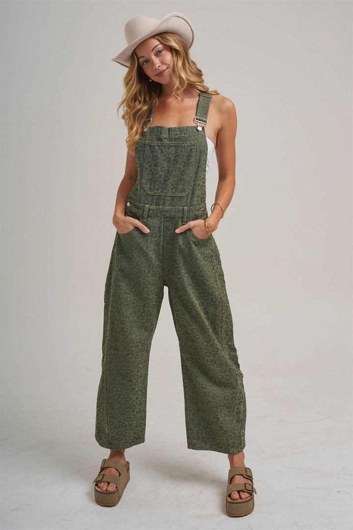 VINTAGE LEOPARD OVERALL JUMPSUIT WITH BARREL LEG SILHOUETTE