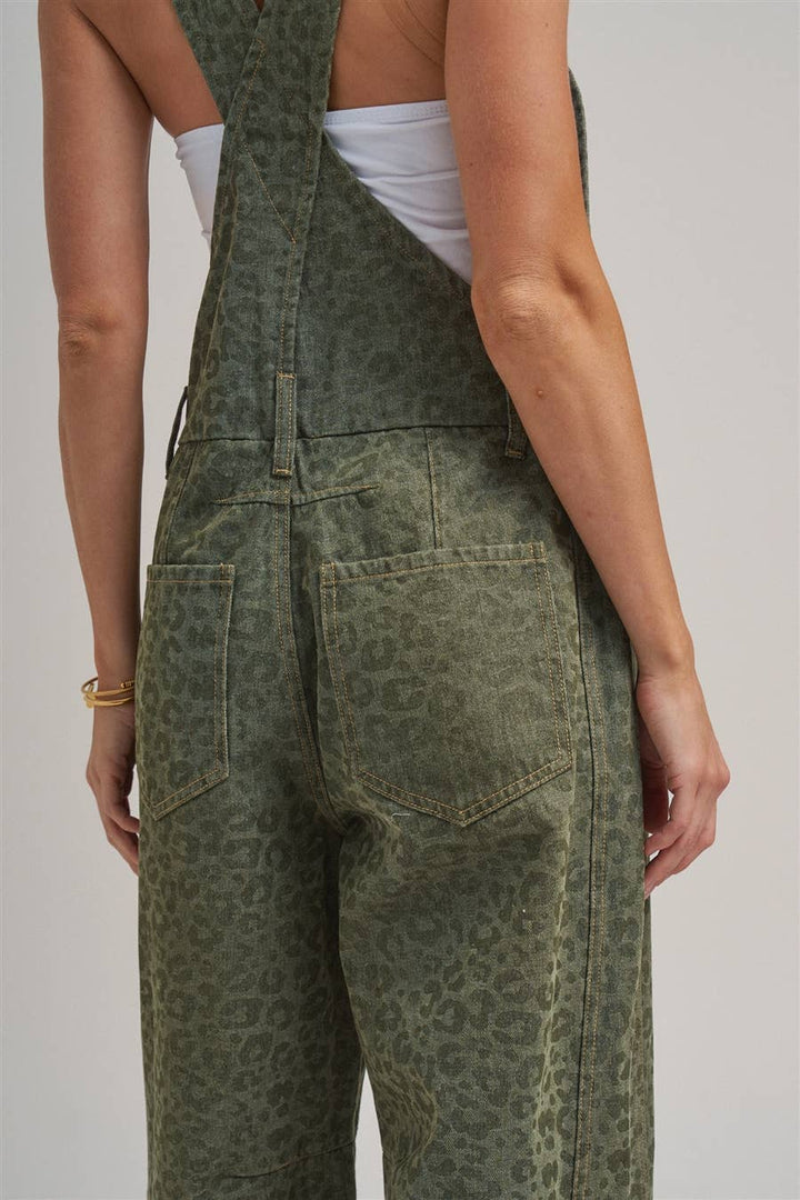 VINTAGE LEOPARD OVERALL JUMPSUIT WITH BARREL LEG SILHOUETTE