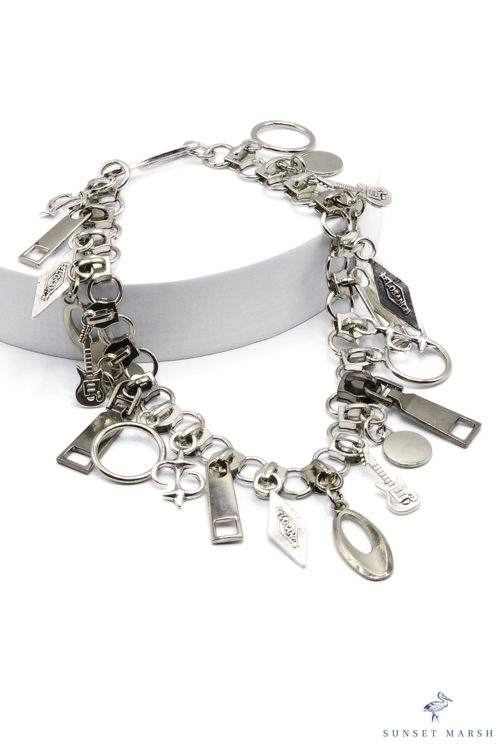 Zip Tease - Silver Necklace