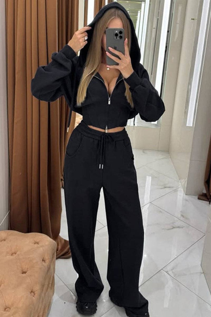 Stylish Zip-Up Hoodie and Pants Set