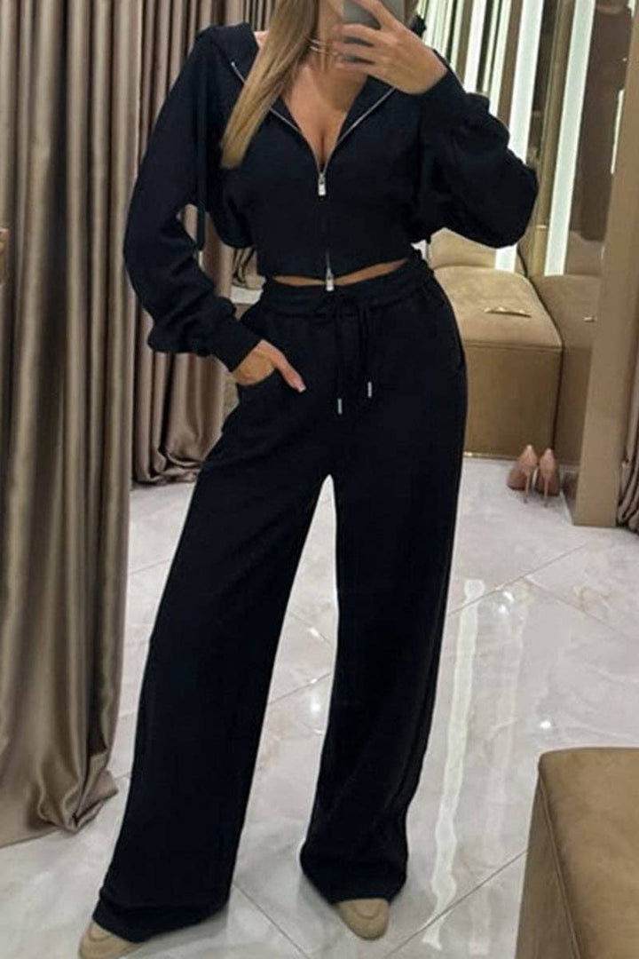 Stylish Zip-Up Hoodie and Pants Set