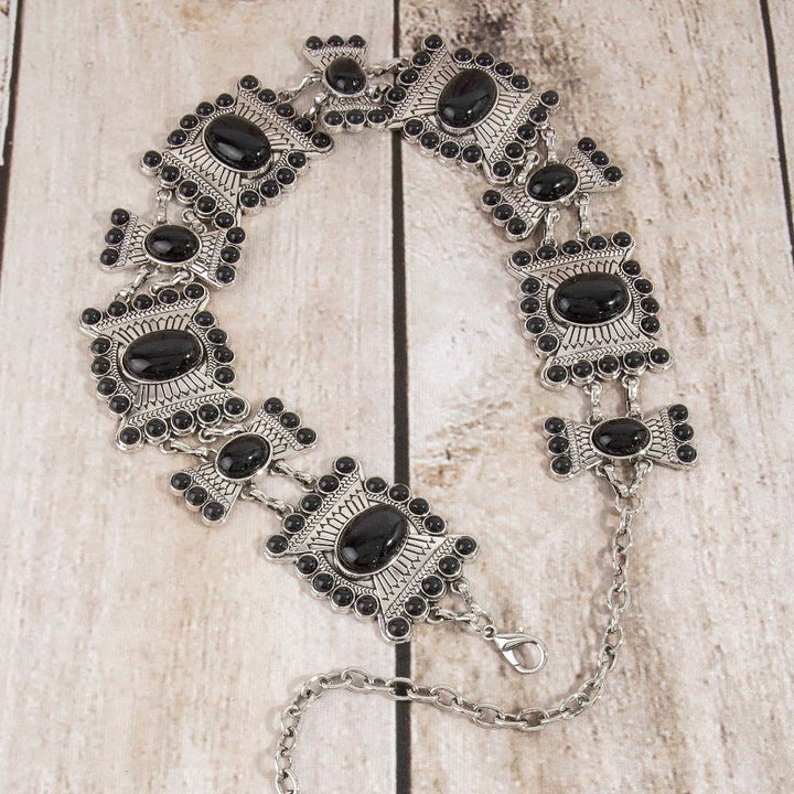 Stone Geometric Concho Chain Belt