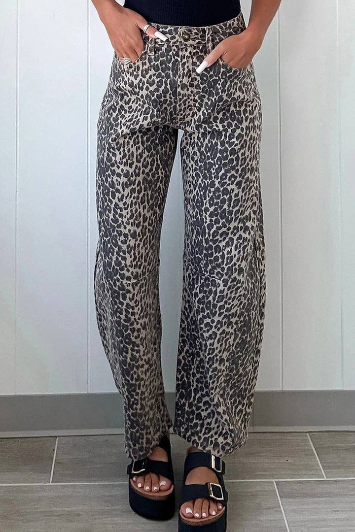 Leopard Straight Jeans