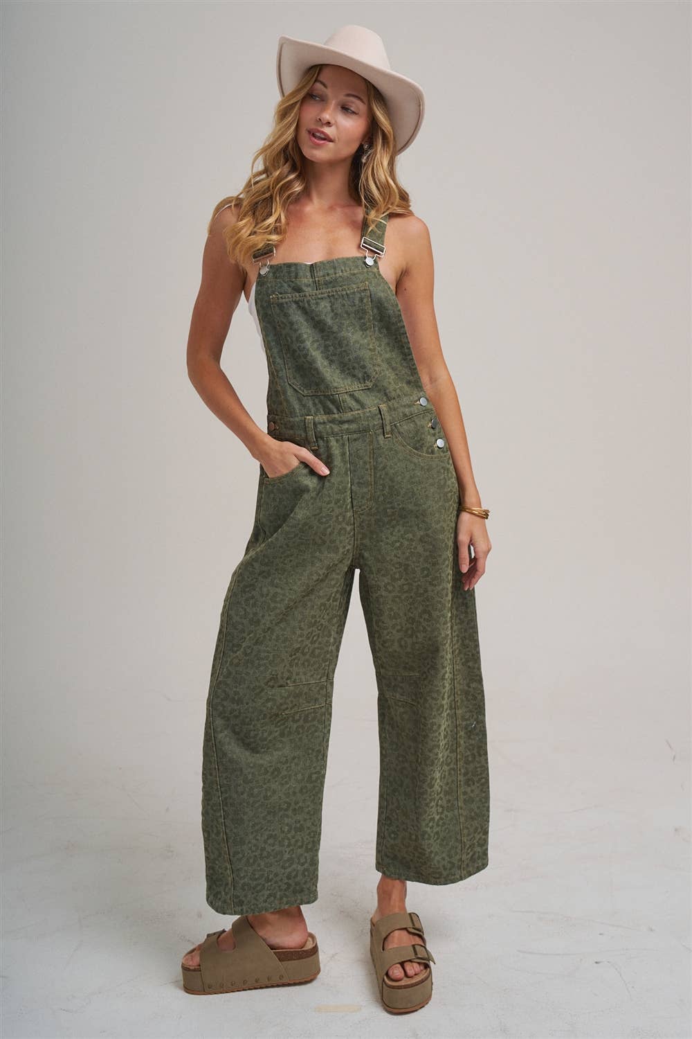 VINTAGE LEOPARD OVERALL JUMPSUIT WITH BARREL LEG SILHOUETTE
