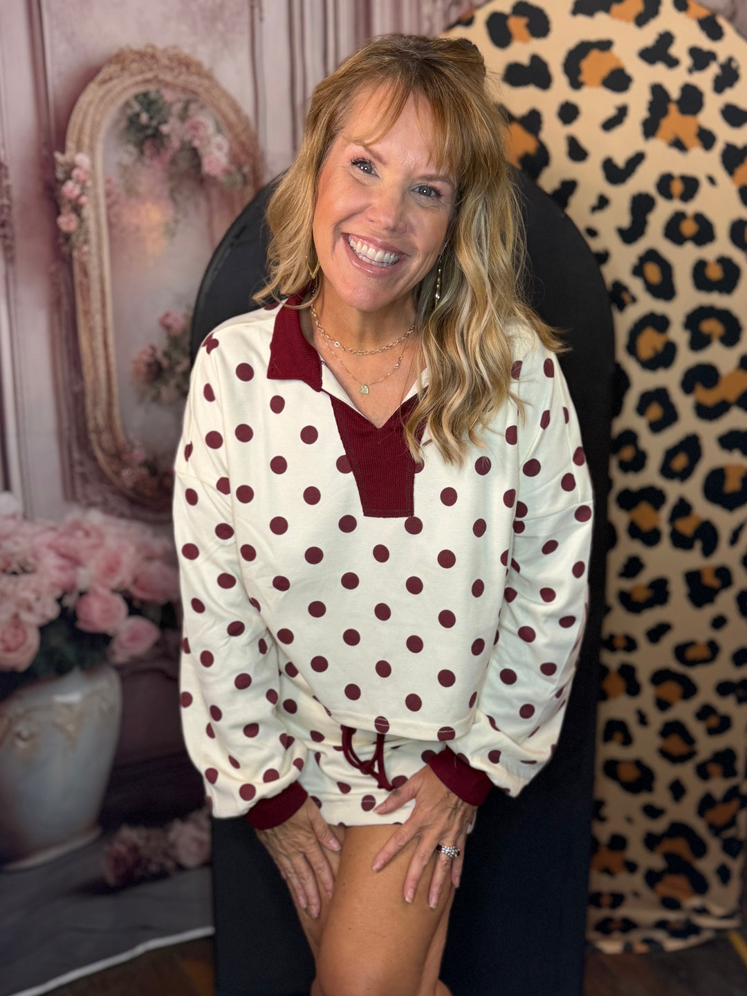 Polka dot short set