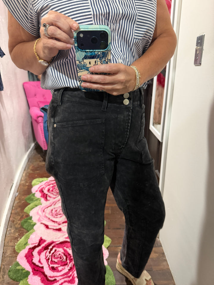 Mineral washed slim fit pants