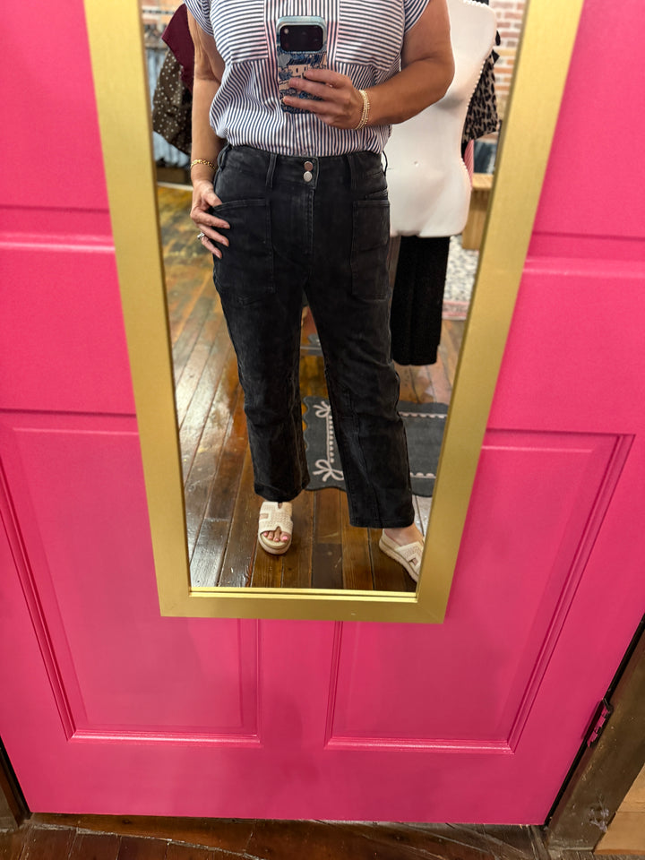 Mineral washed slim fit pants