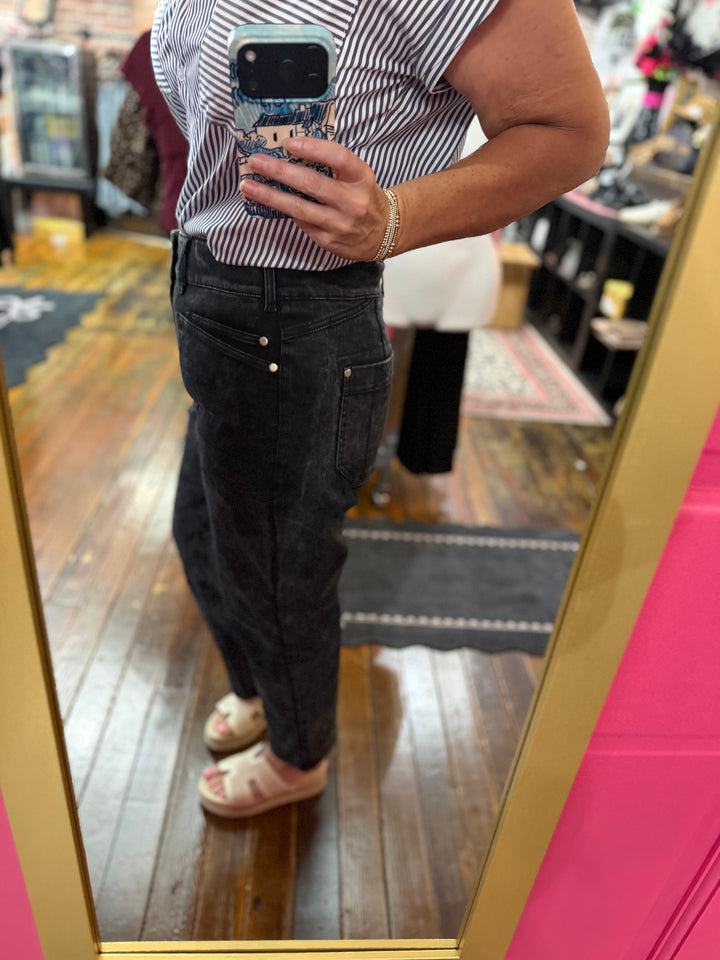 Mineral washed slim fit pants