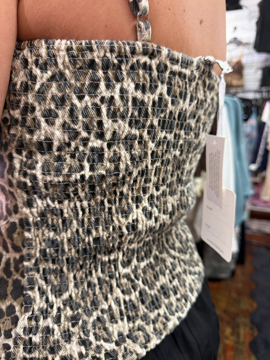 Denim leopard tank