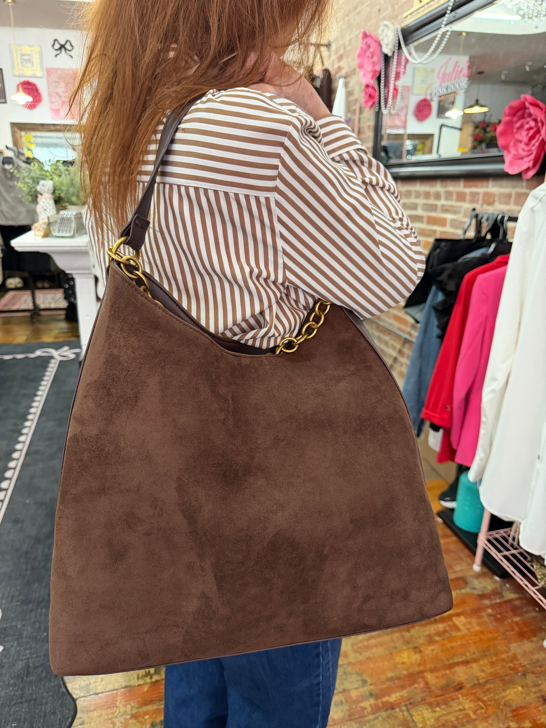 Brown suede bag