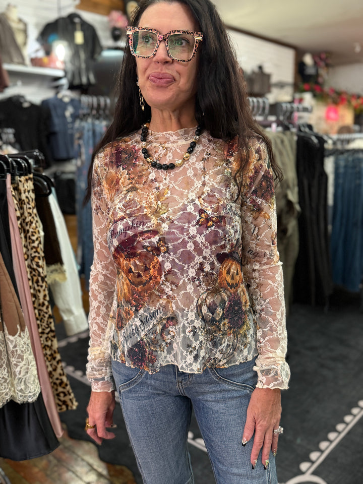 Sparkly lace pumpkin top