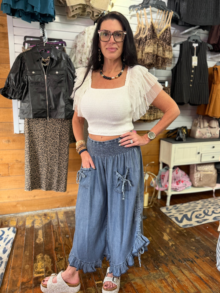Chambray denim pants
