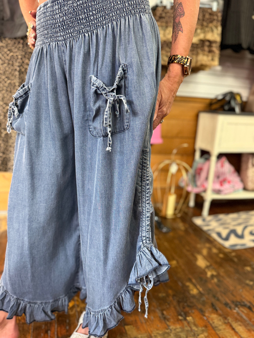 Chambray denim pants
