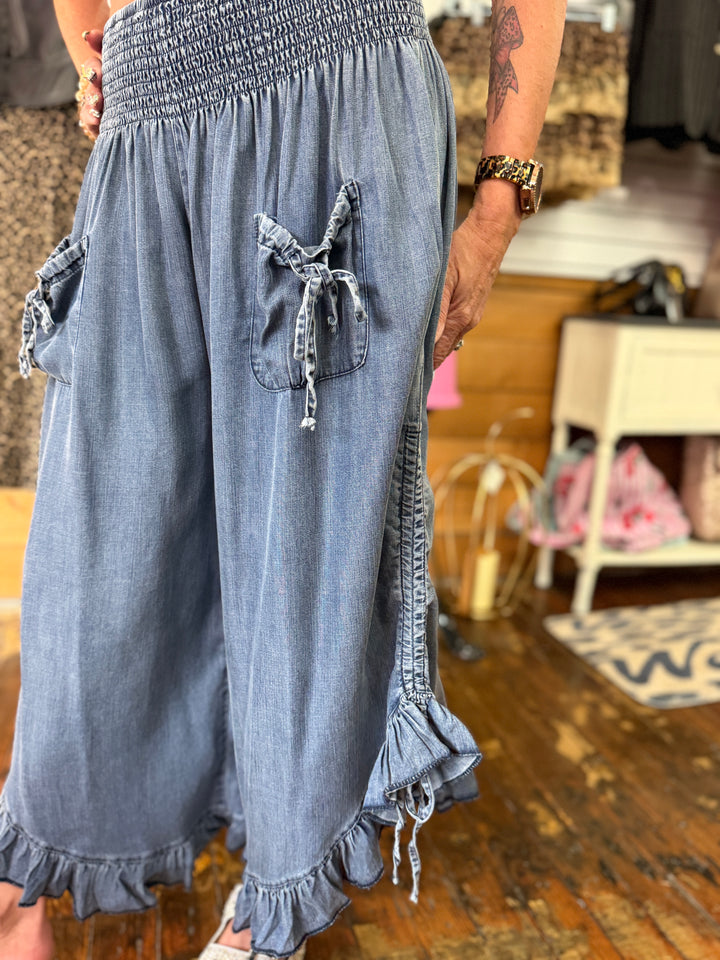 Chambray denim pants
