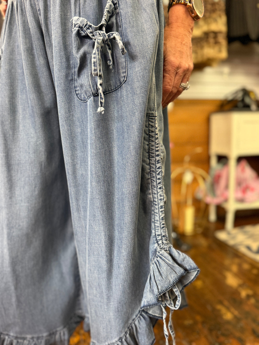Chambray denim pants