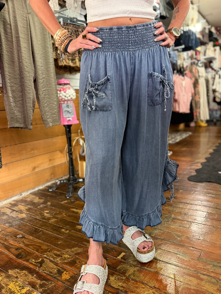 Chambray denim pants
