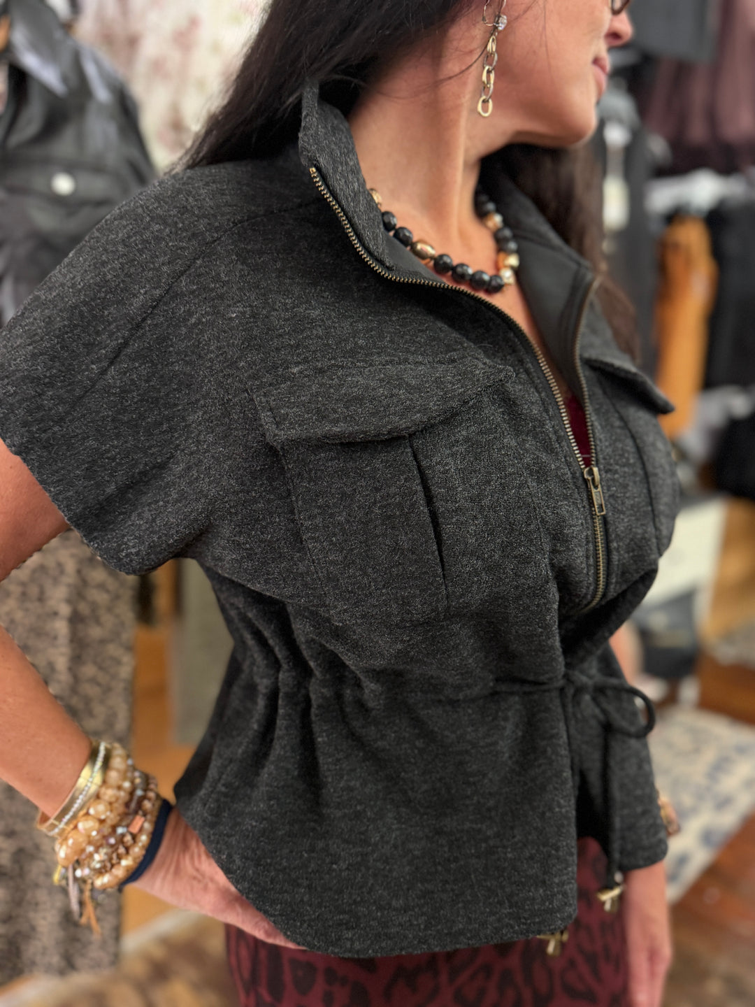 Collared zipper jacket
