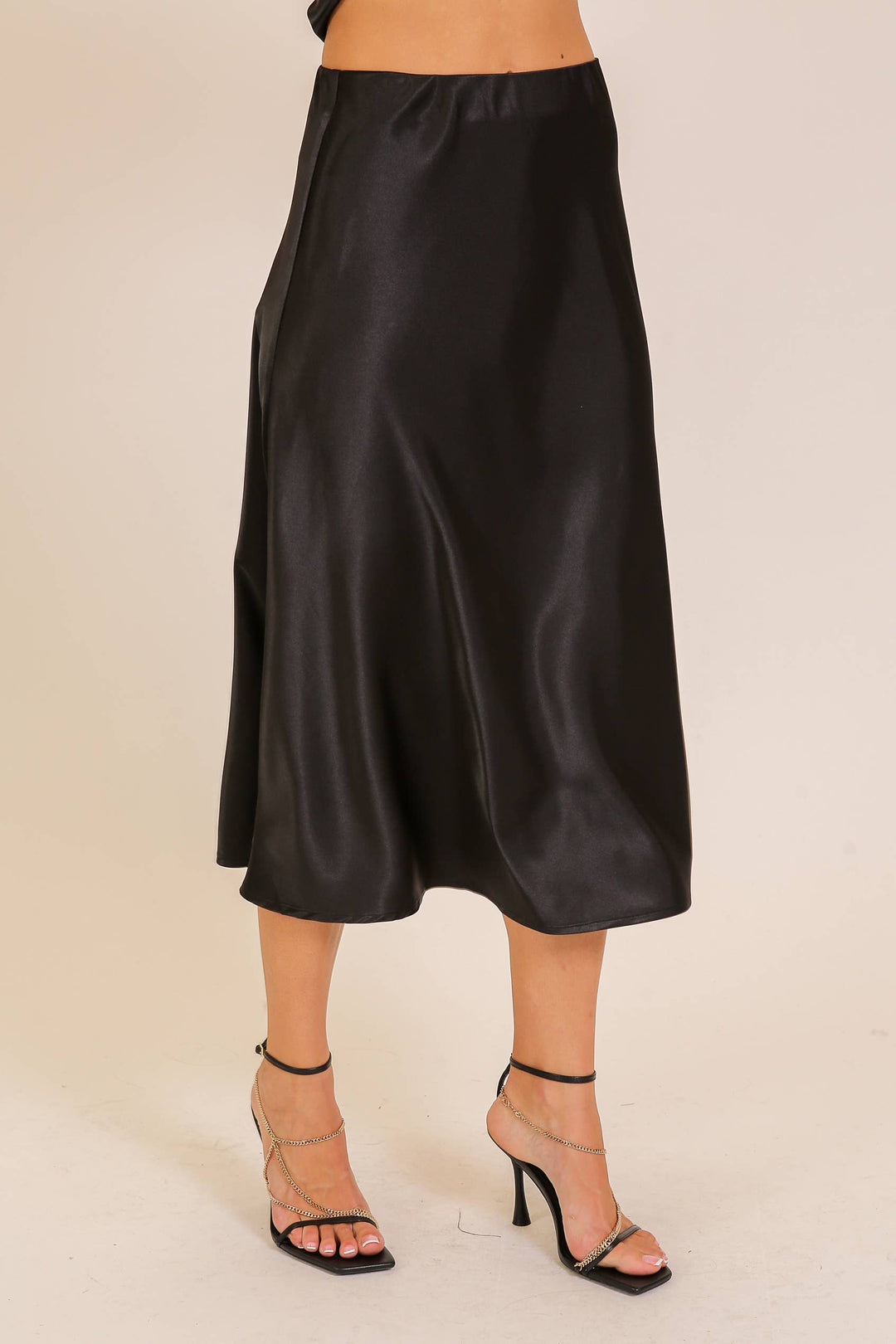 Satin midi flare skirt