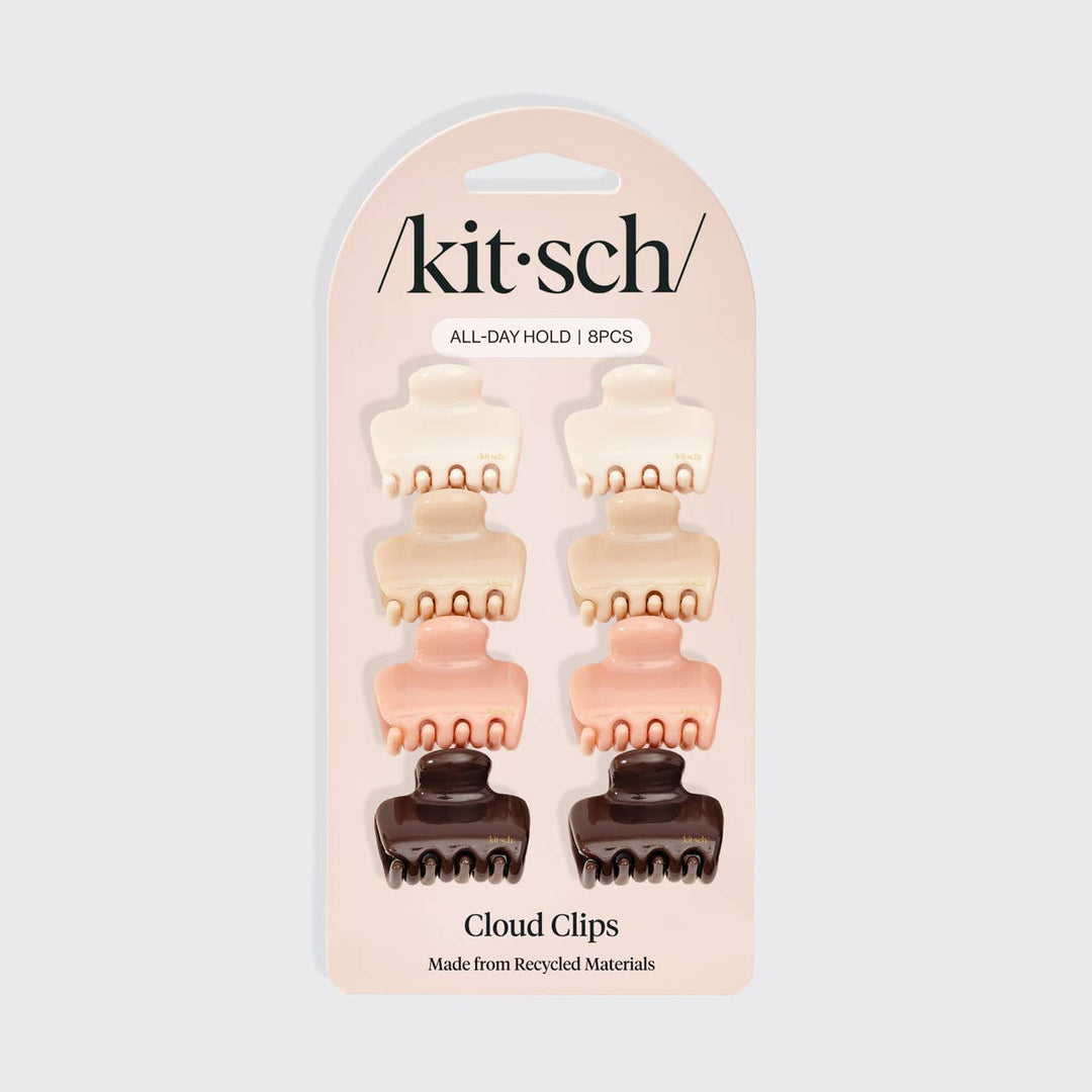 Recycled Plastic Mini Cloud Claw Clips 8pc Set - Rosewood