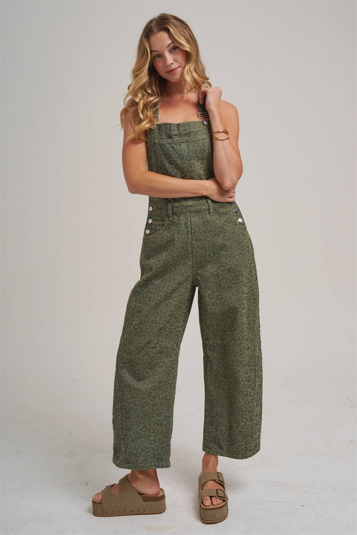 VINTAGE LEOPARD OVERALL JUMPSUIT WITH BARREL LEG SILHOUETTE