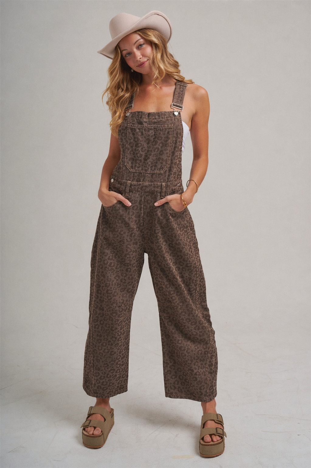 VINTAGE LEOPARD OVERALL JUMPSUIT WITH BARREL LEG SILHOUETTE
