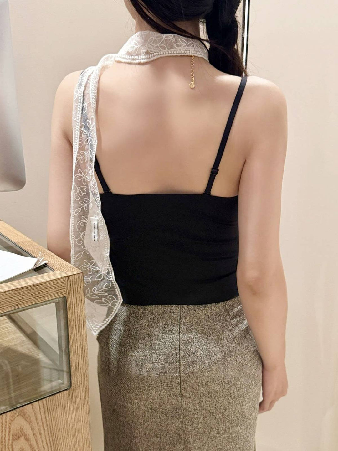 Brushed Lace Trim Camisole Tank