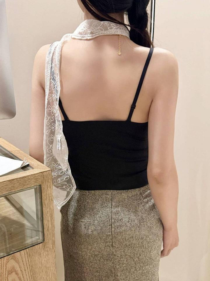 Brushed Lace Trim Camisole Tank