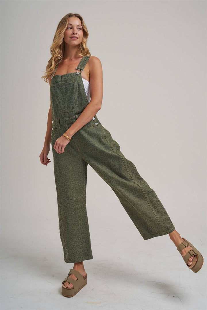 VINTAGE LEOPARD OVERALL JUMPSUIT WITH BARREL LEG SILHOUETTE