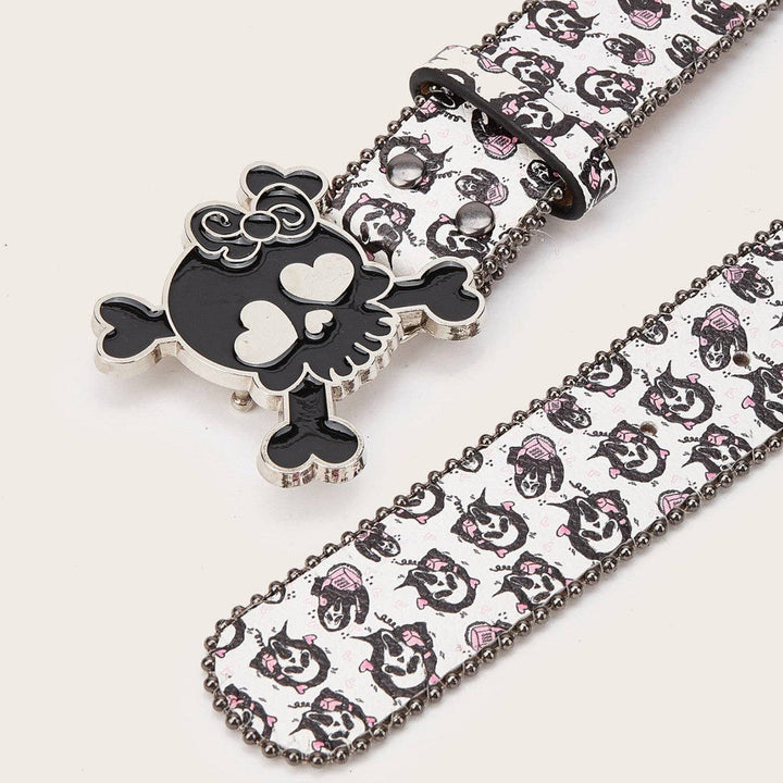 Punk Skull Beaded Belt Casual PU Waistband