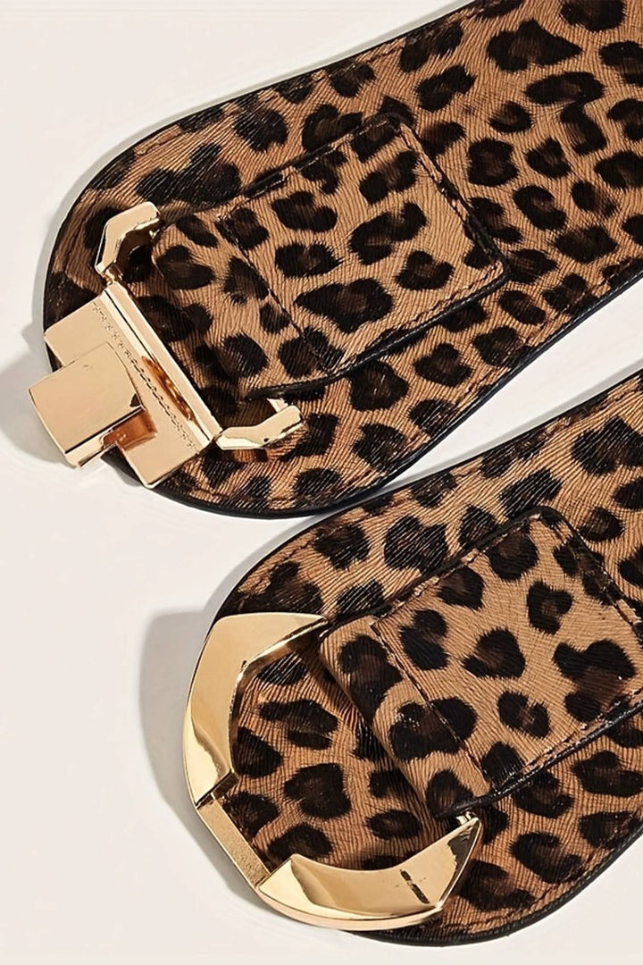 Western Leopard Metal Buckle Elastic Waist Belt