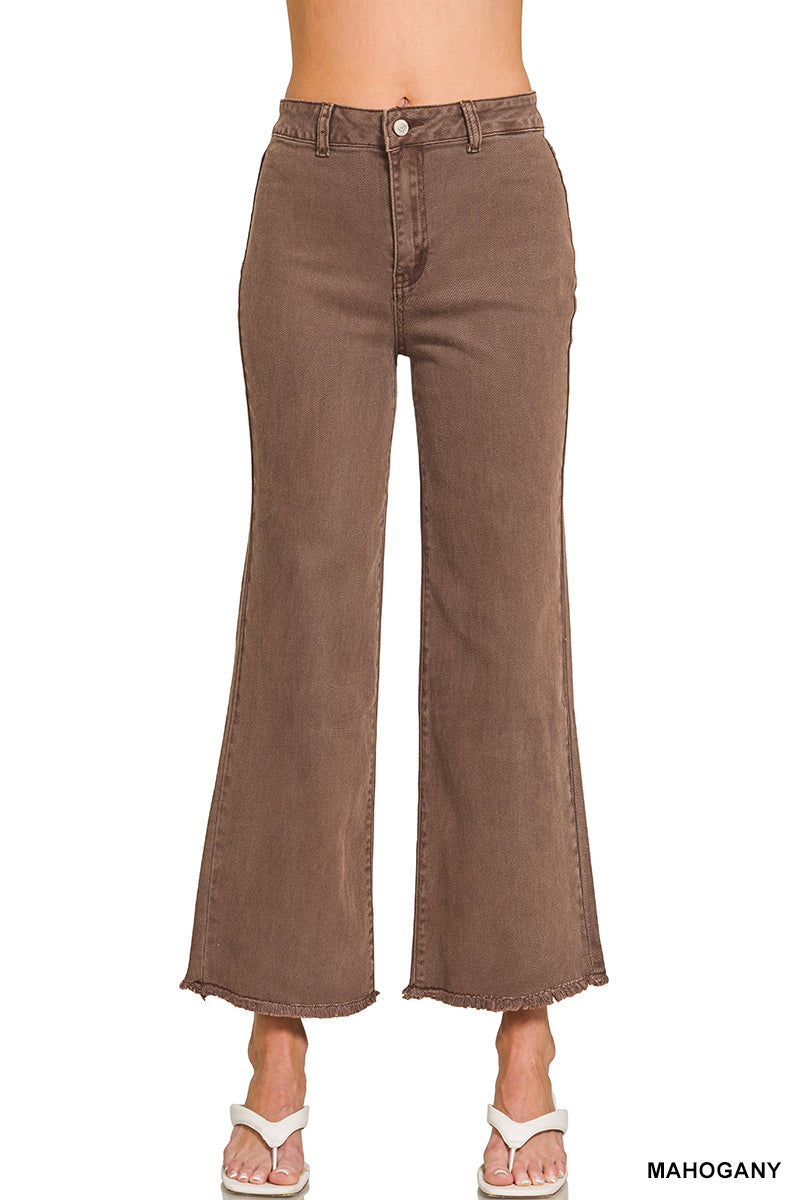 Zen Frayed Cutoff Straight Wide Pants