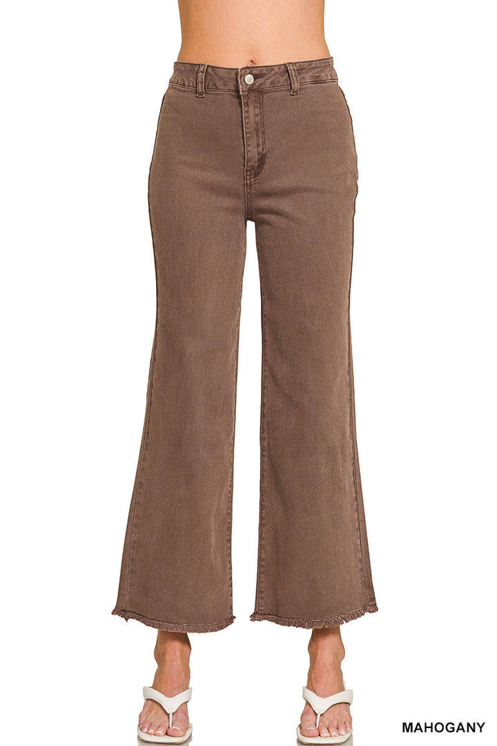 Zen Frayed Cutoff Straight Wide Pants
