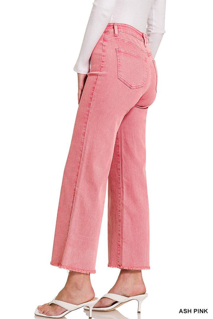 Zen Frayed Cutoff Straight Wide Pants