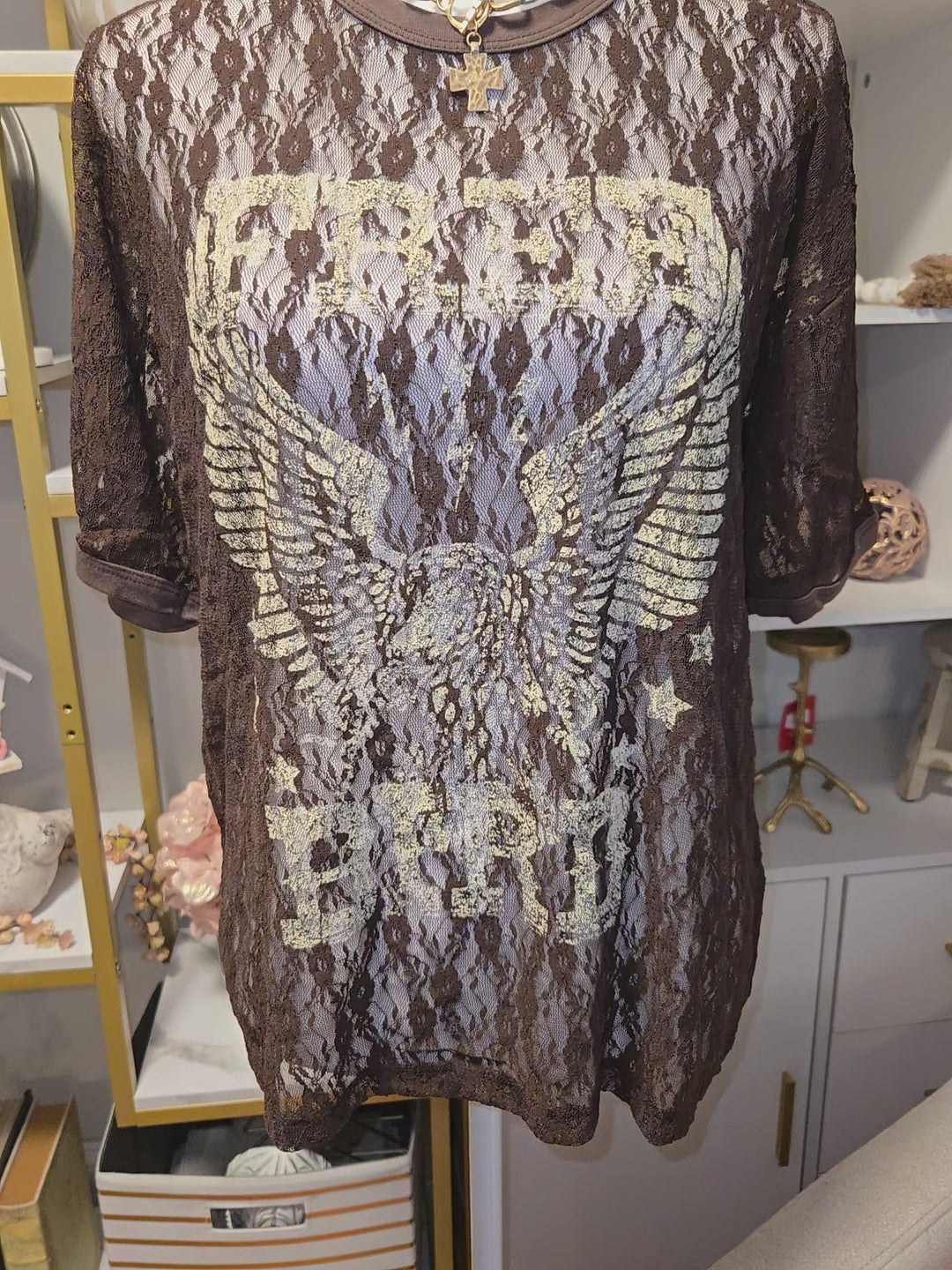 Free Bird Lace Short Sleeve Top