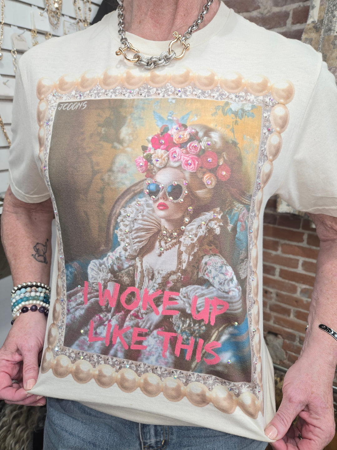 "I woke up Like this" rhinestone t-shirt