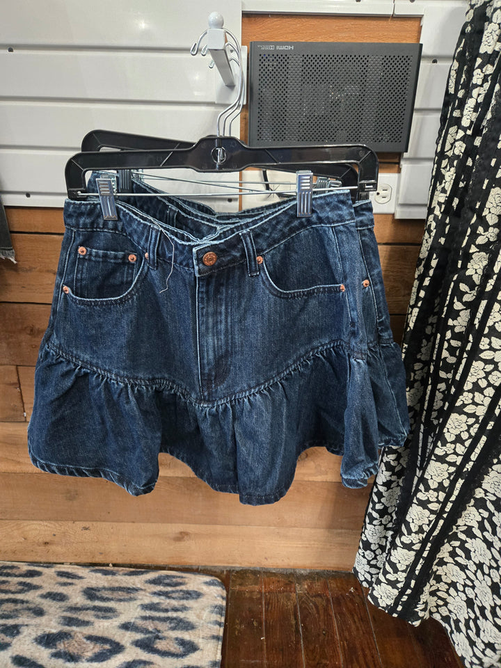 Denim tiered skirt
