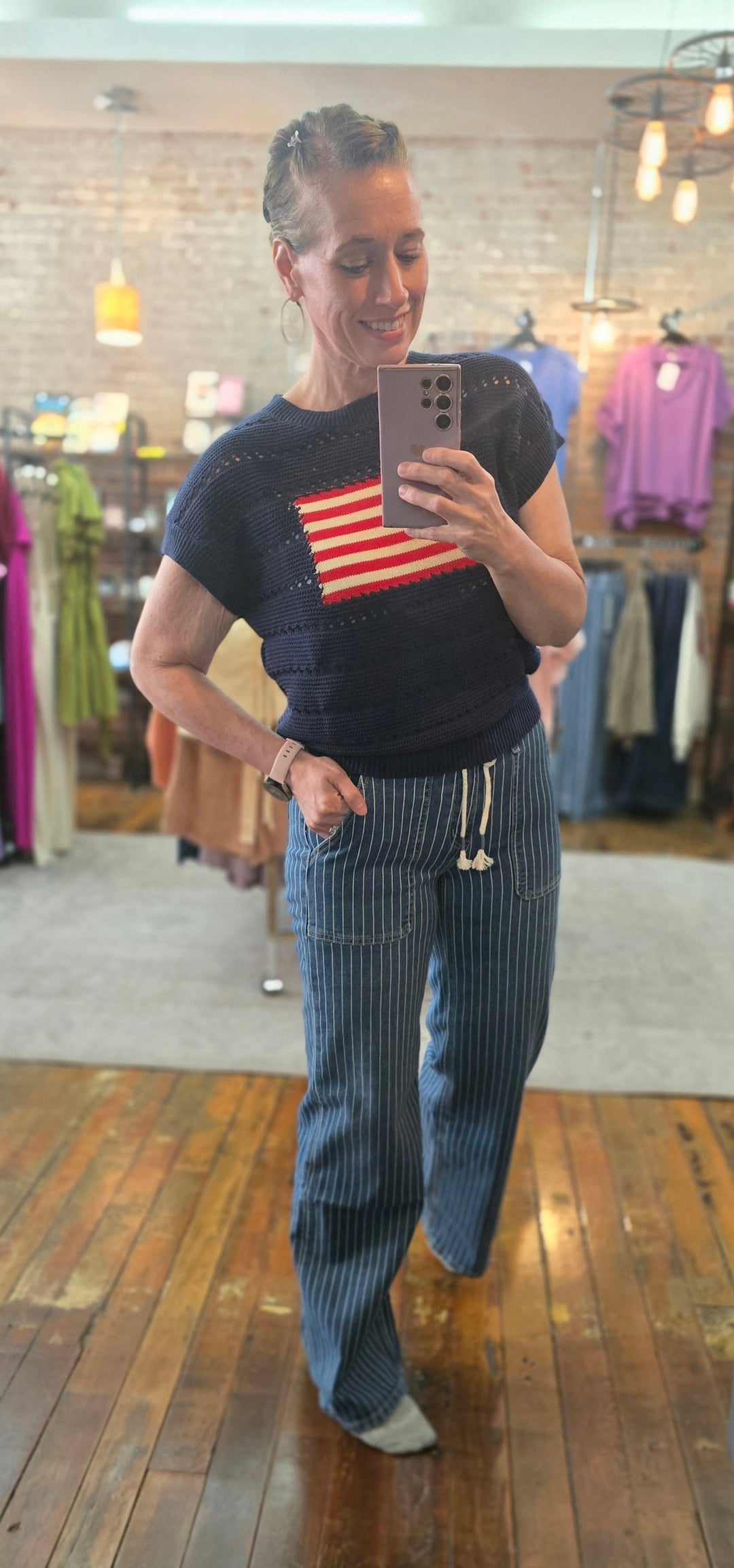 Navy Flag Knit Sweater